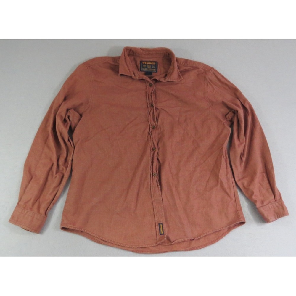 Woolrich Y2K Shirt Womens XL Rust Herringbone Button Up Cotton Flannel Outdoor